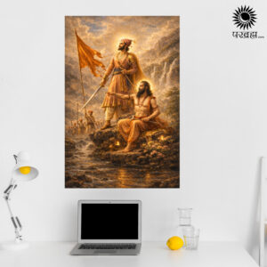 Shivaji Maharaj and Samarth Ramdas spiritual leadership wall poster